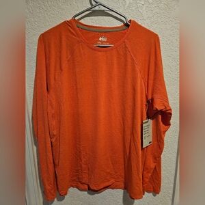 REI Men's Long Sleeve Tee in Vibrant Orange Size XL
